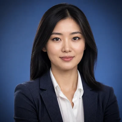 AI LinkedIn headshot example — Business Casual, Gradient Blue