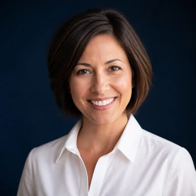 AI Remote Workers headshot example — Smart Casual, Solid Navy