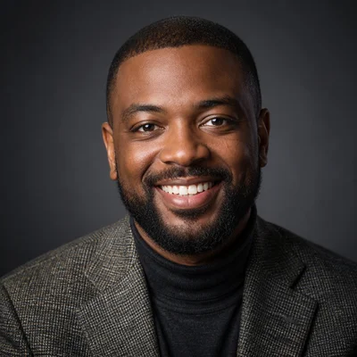 AI LinkedIn headshot example — Creative Professional, Studio Gray