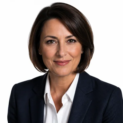 AI Students headshot example — Business Formal, Studio White