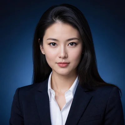 AI Recruiters headshot example — Business Casual, Gradient Blue