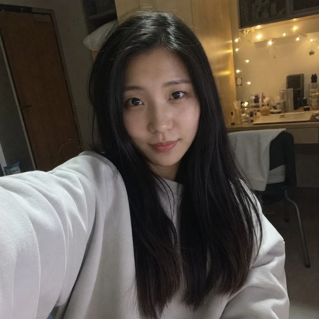 Selfie transformed into a Students headshot — Tech Industry, Studio White — original selfie