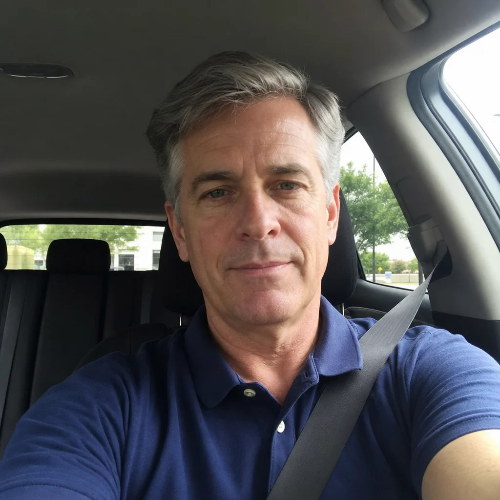 Selfie transformed into a Executives headshot — Business Formal, Studio Gray — original selfie